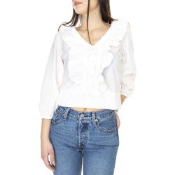 WRANGLER-Western Frill Blouse Worn White - Camicia Donna Bianca