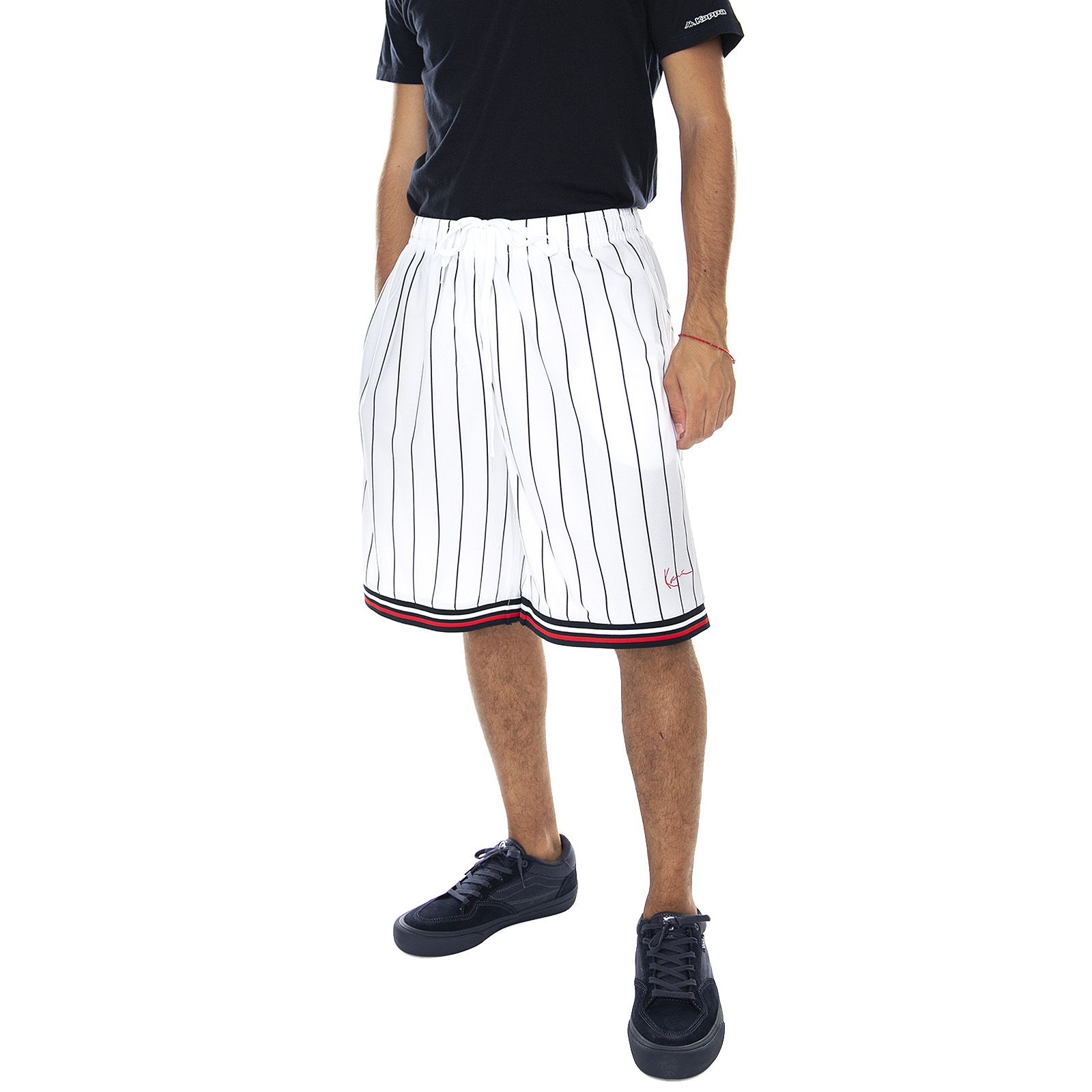 Kappa Black Pinstripe Heavy Mesh Basketball Shorts S