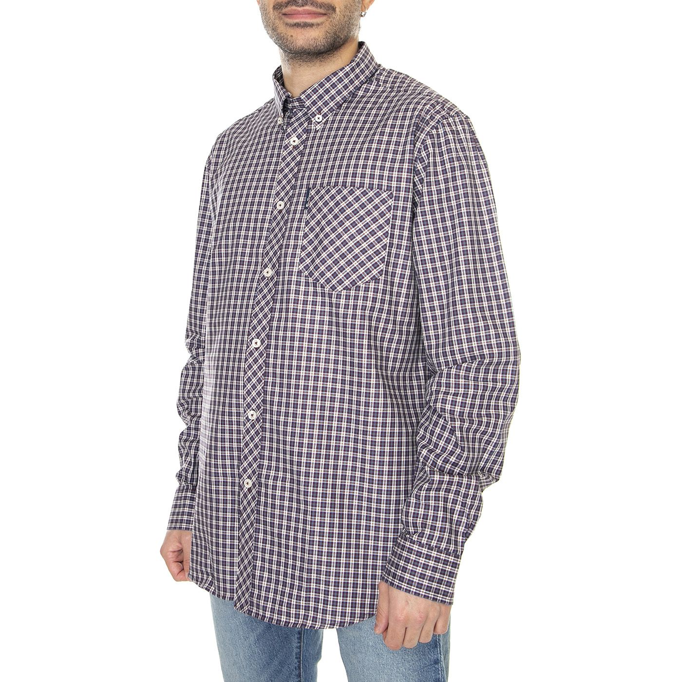 Mini Mod Check Shirt Port Camicia Uomo Bordeaux Multicolore