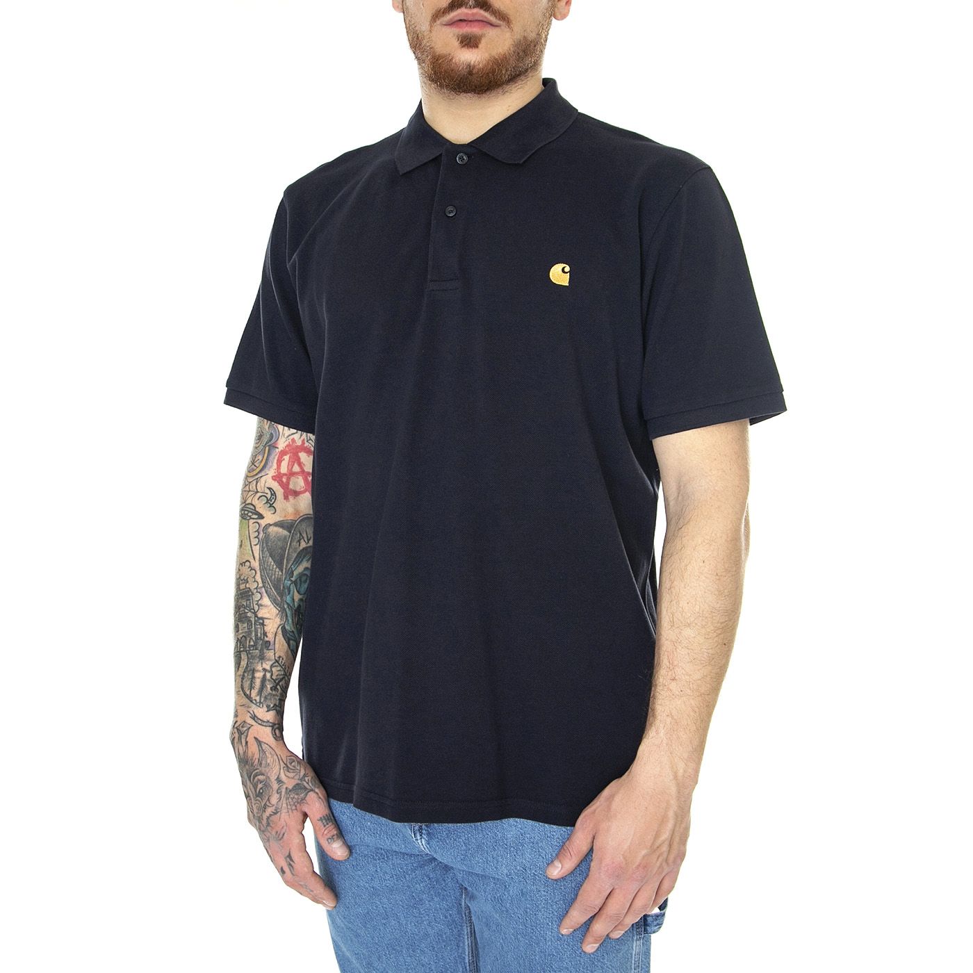 S/S Chase Pique Polo Dark Navy / Gold