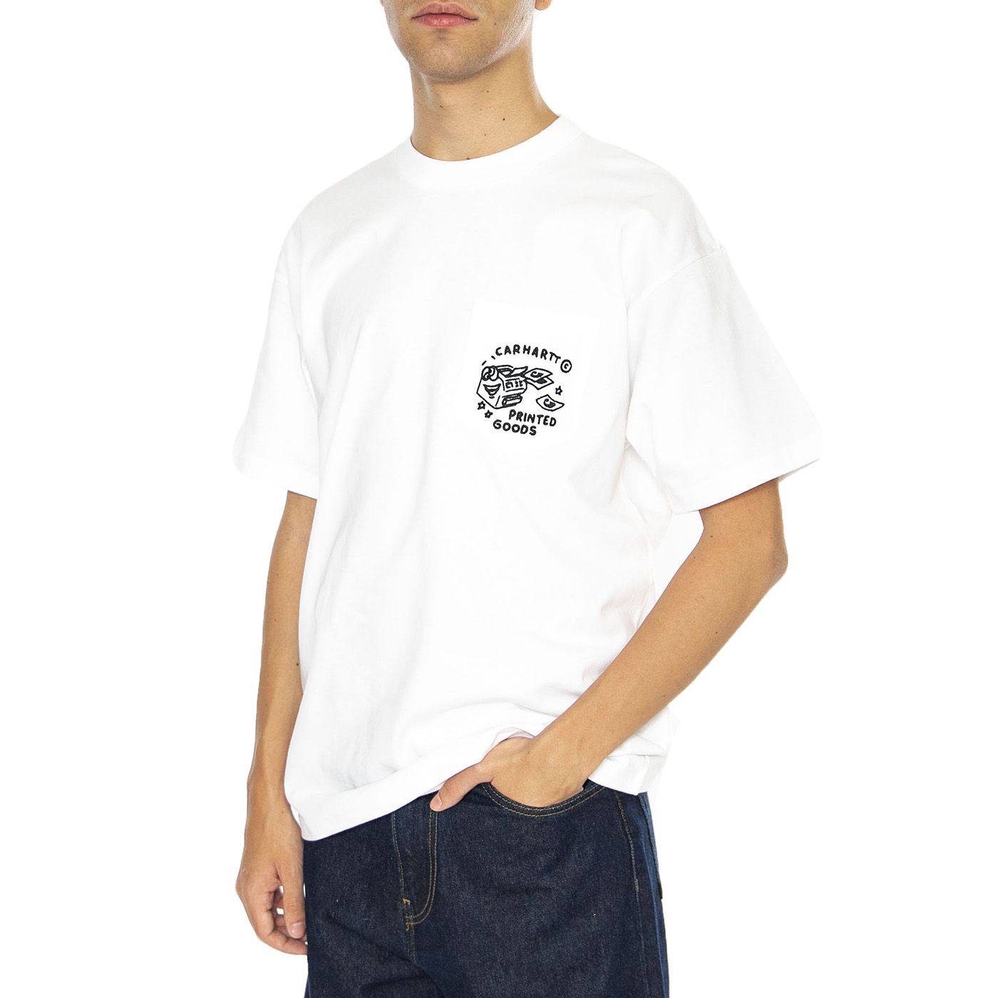 S/S Fragments Pocket T-Shirt White / Black