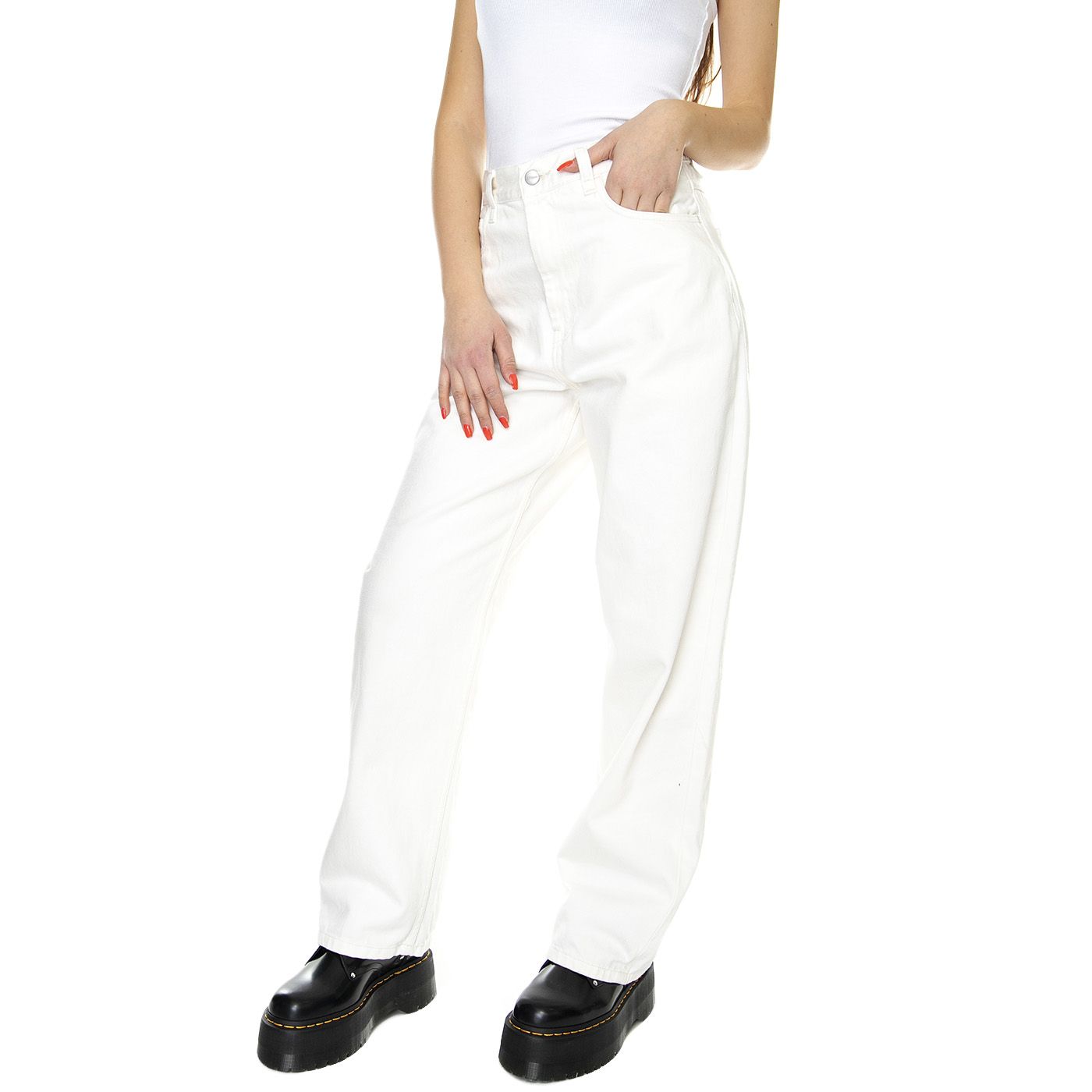 Carhartt wip Brandon pant white rinsed Carhartt Wip White Pants