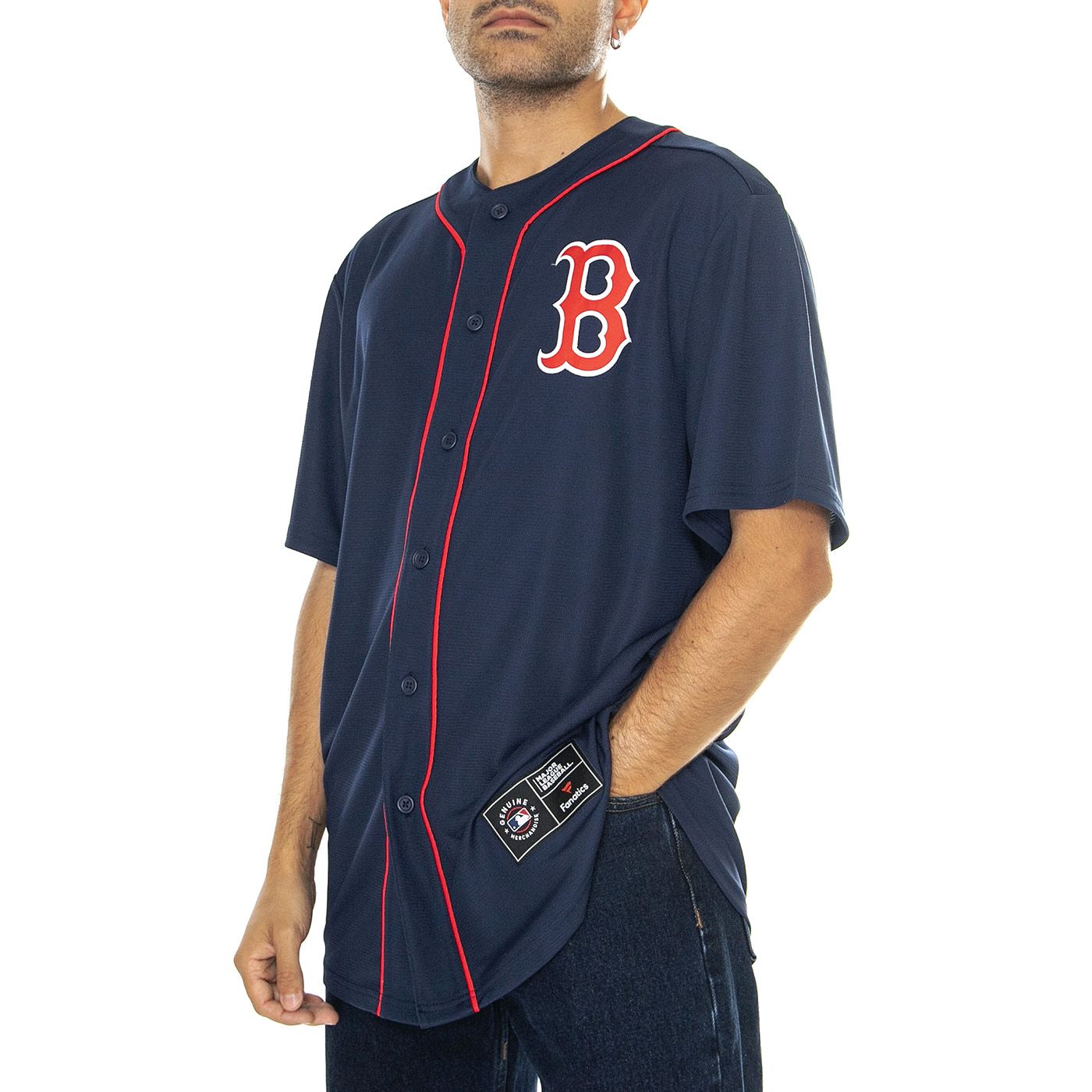Boston Red Sox MLB Core Foundation Jersey Navy Red Camicia Maniche Corte Uomo Blu Rossa
