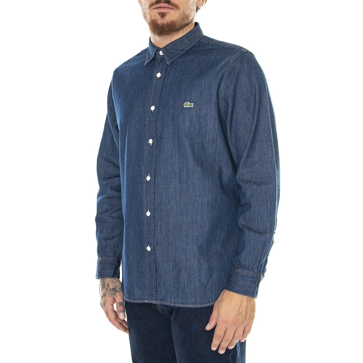 M Camicia M L CH0197 QJH Blue Shirt Camicia Denim Jeans Uomo Blu