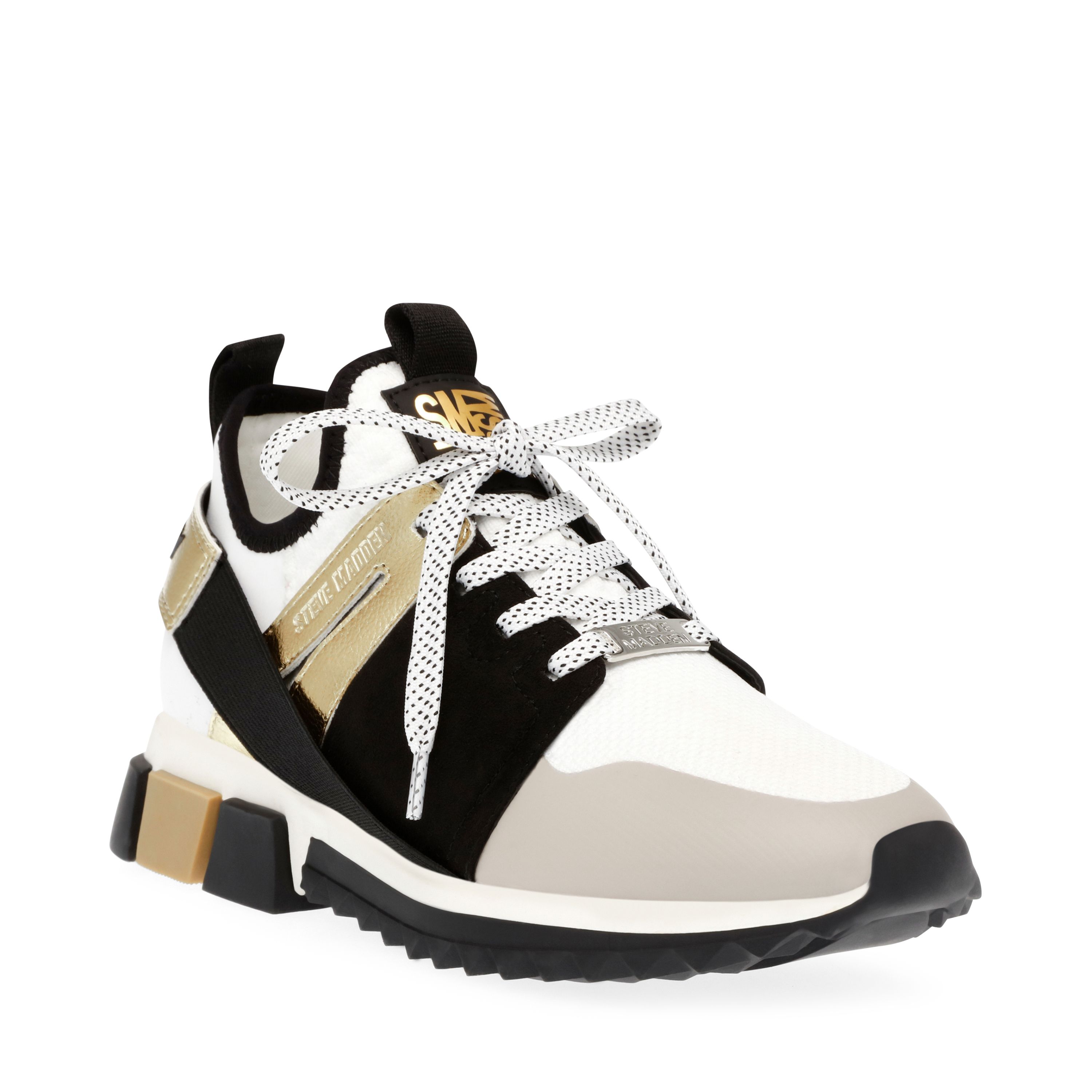 Steve madden black and gold sneakers hot sale