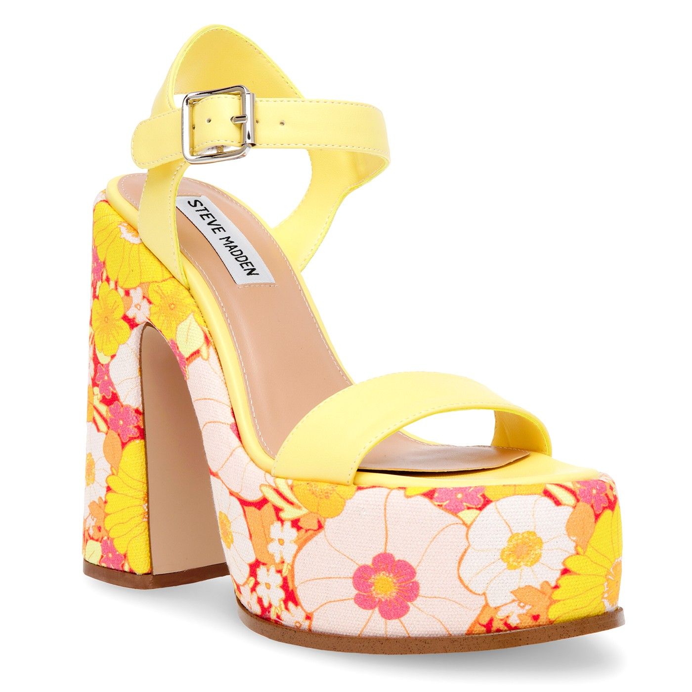 Sixties Yel Floral Pu Sandals