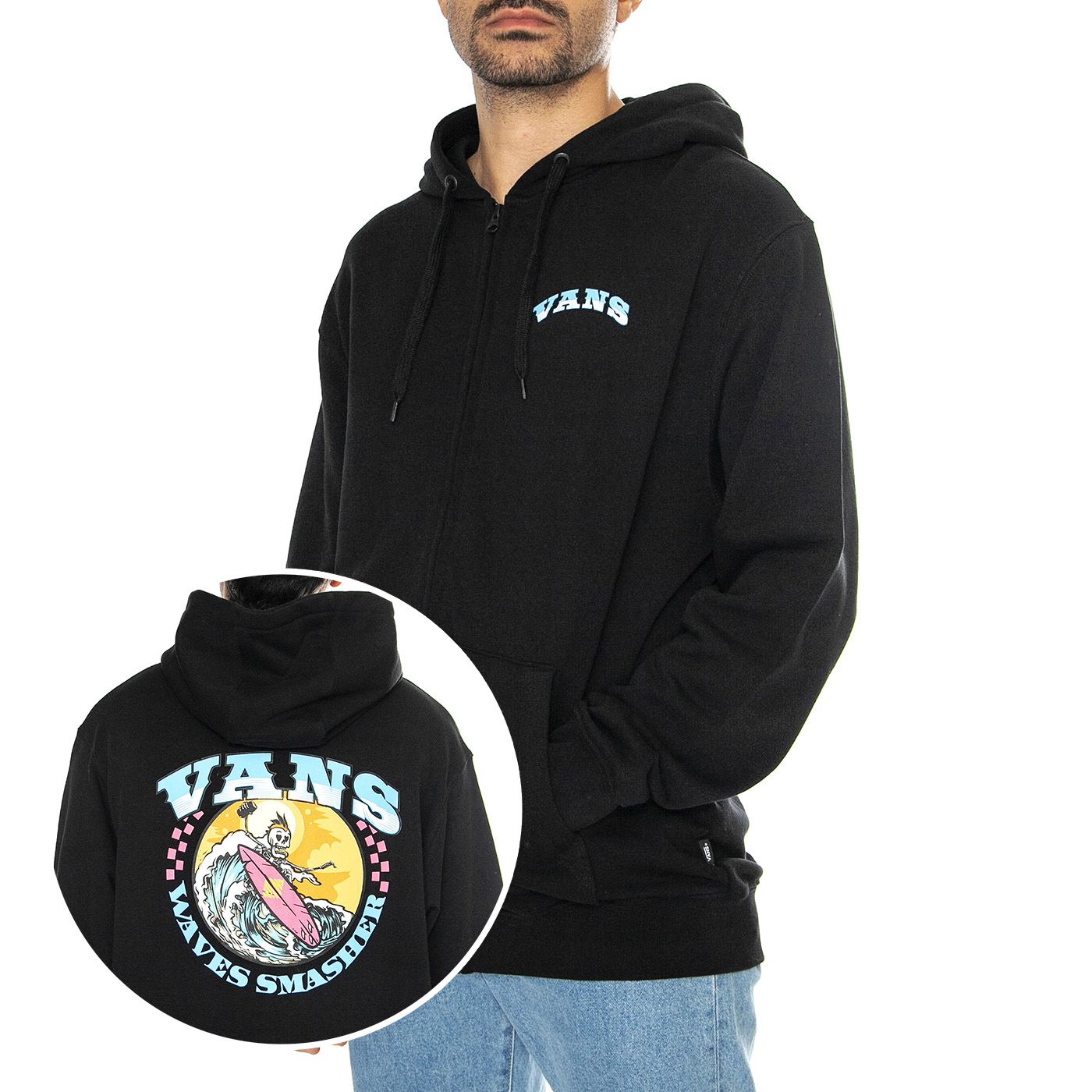 Felpa vans zip nera online