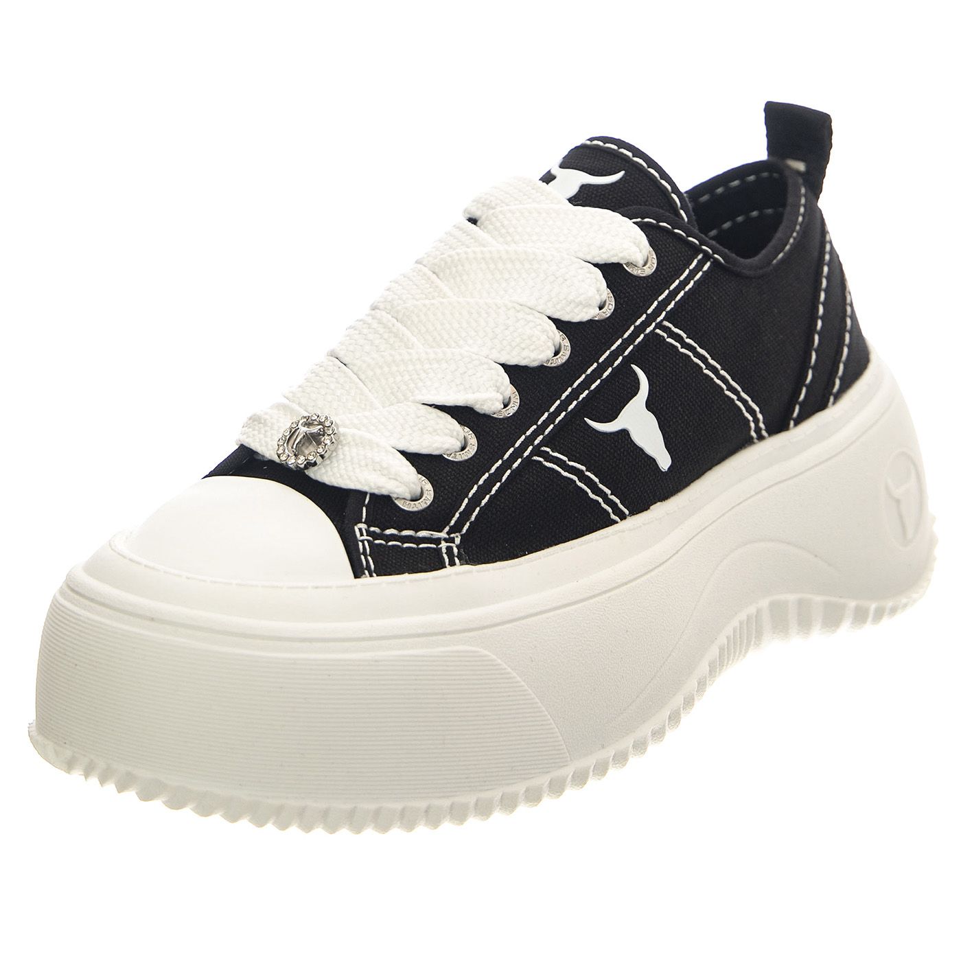 Windsor Smith Intentions Black White Canvas Brave White Scarpe Donna Nere